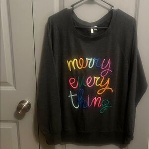 Cato Charcoal Sweatshirt with Multicolor Embroidery